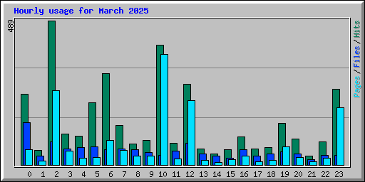 Hourly usage for March 2025
