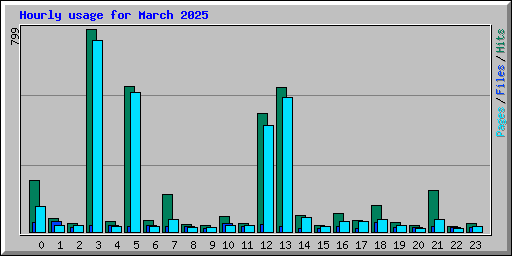 Hourly usage for March 2025