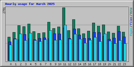 Hourly usage for March 2025