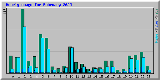 Hourly usage for February 2025