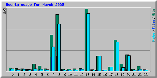 Hourly usage for March 2025