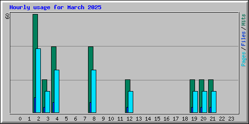 Hourly usage for March 2025