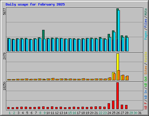 Daily usage for February 2025