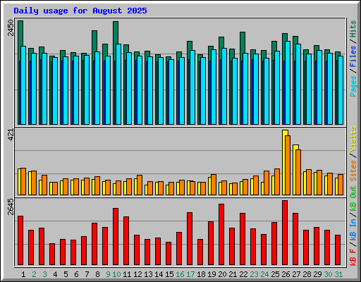 Daily usage for August 2025