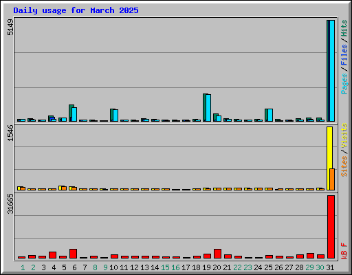Daily usage for March 2025