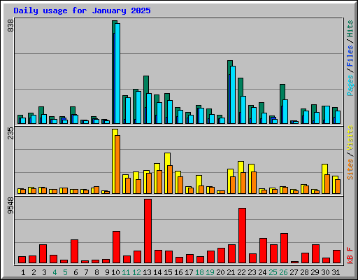Daily usage for January 2025