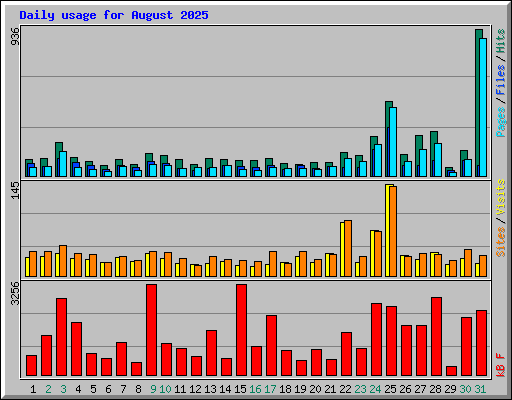 Daily usage for August 2025