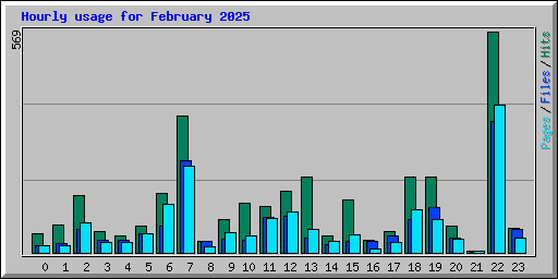 Hourly usage for February 2025