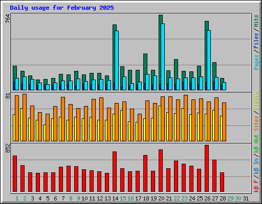 Daily usage for February 2025