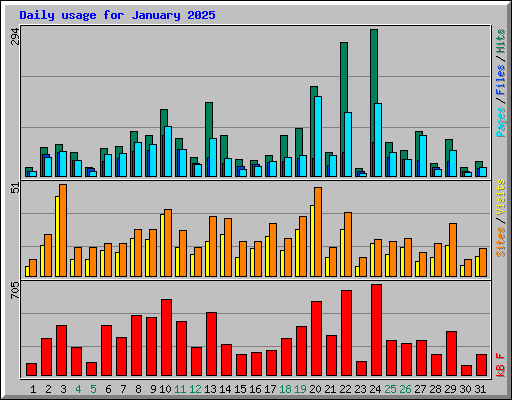 Daily usage for January 2025