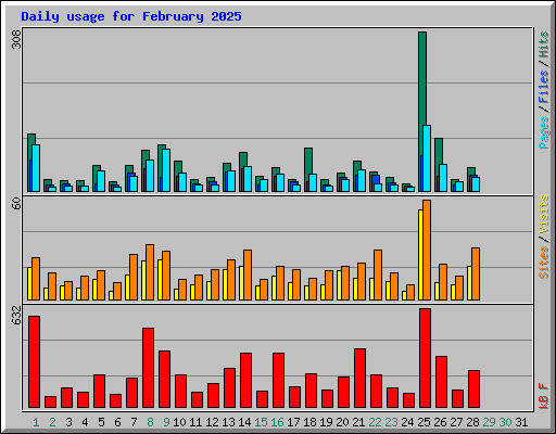 Daily usage for February 2025