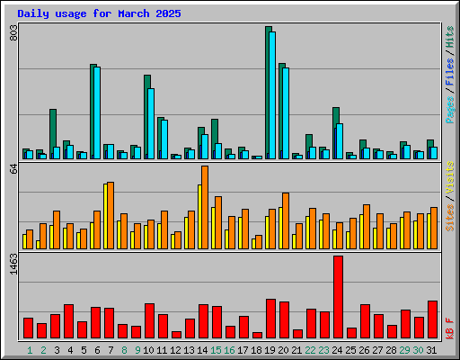 Daily usage for March 2025