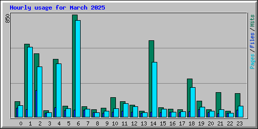 Hourly usage for March 2025